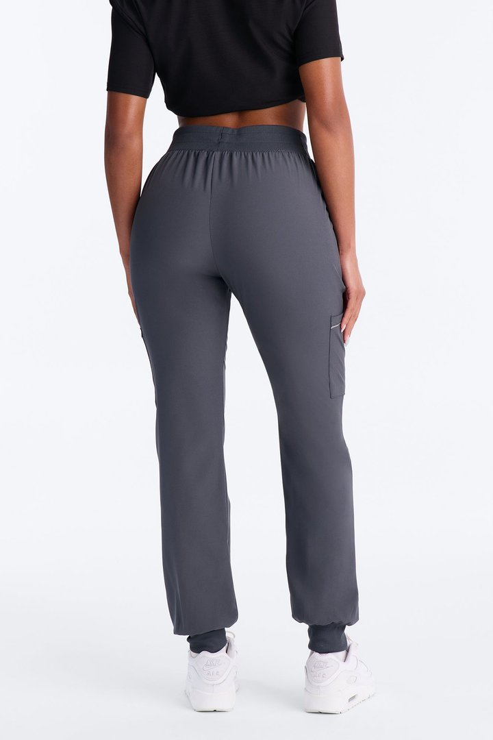 Pro Care Reflective Piping Jogger Uniform Scrub Bottoms - Charcoal