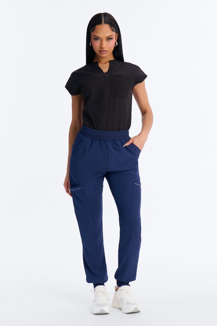 Pro Care Reflective Piping Jogger Uniform Scrub Bottoms - Navy