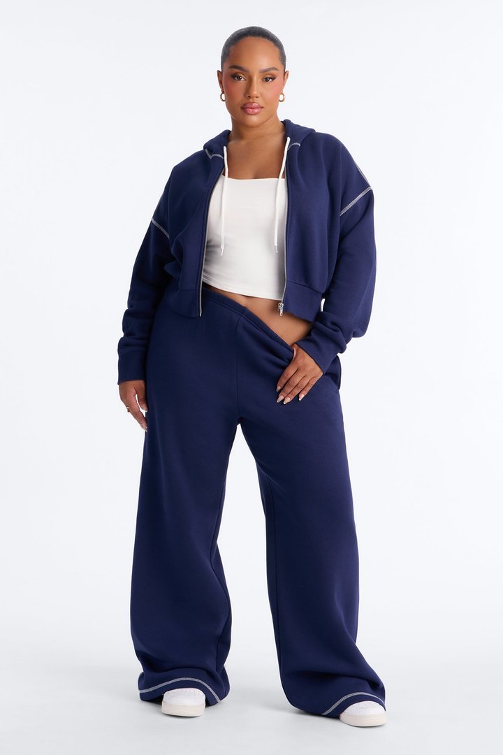 Sadie Fleece Pant Set - Navy