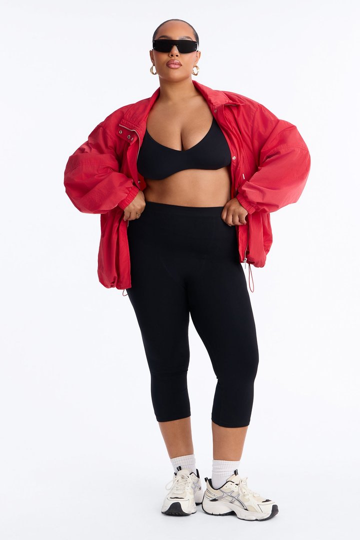 On The Move Funnel Neck Windbreaker Jacket - Red