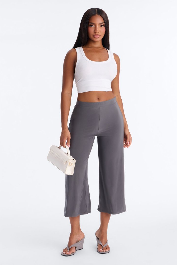Girls Night Out Wide Leg Culotte Pant 21″ - Charcoal