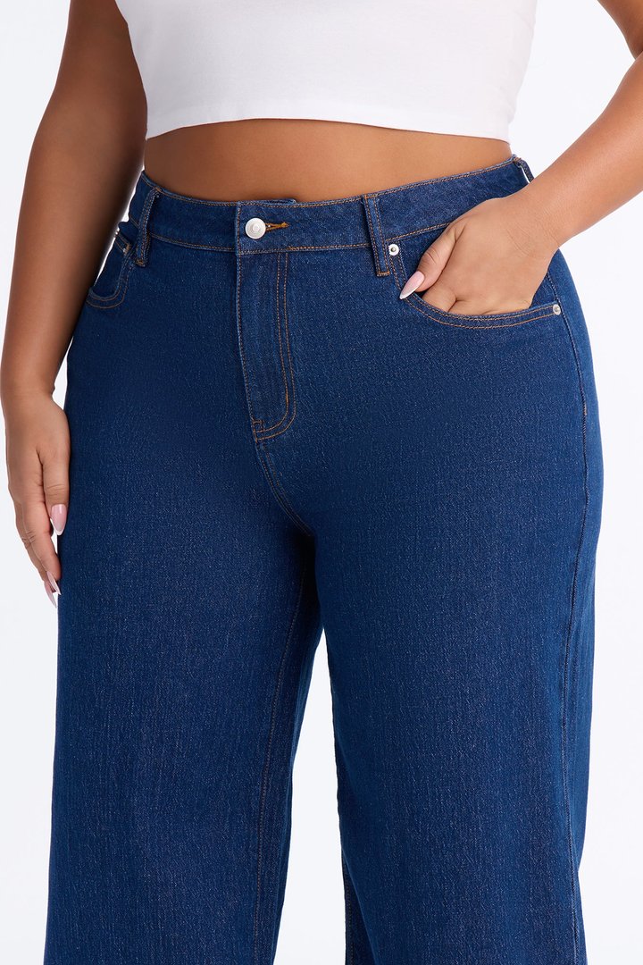Next Chapter Baggy Wide Leg Jeans - Dark Denim