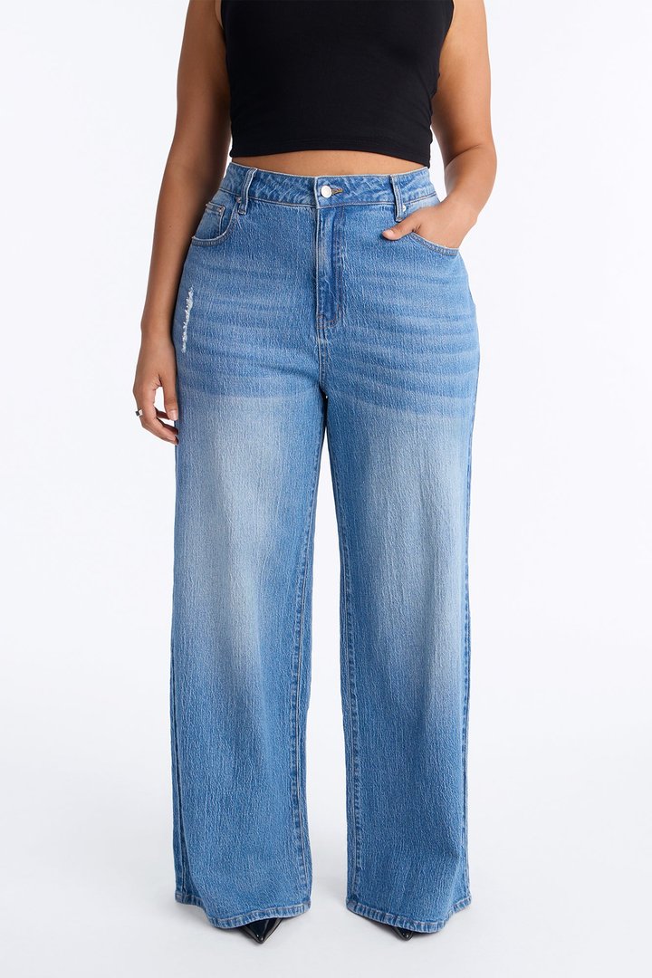 Next Chapter Baggy Wide Leg Jeans - Medium Wash