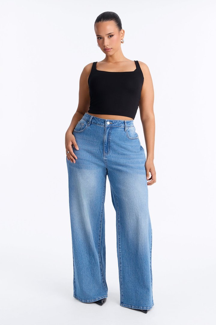 Next Chapter Baggy Wide Leg Jeans - Medium Wash