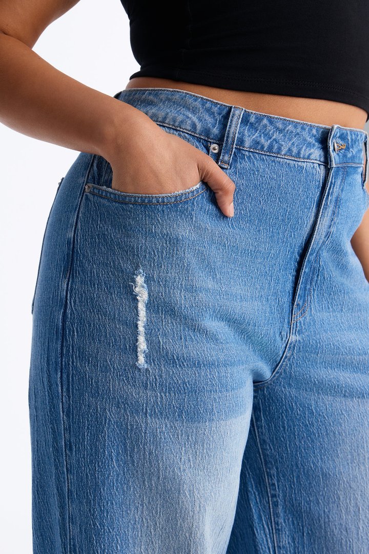Next Chapter Baggy Wide Leg Jeans - Medium Wash