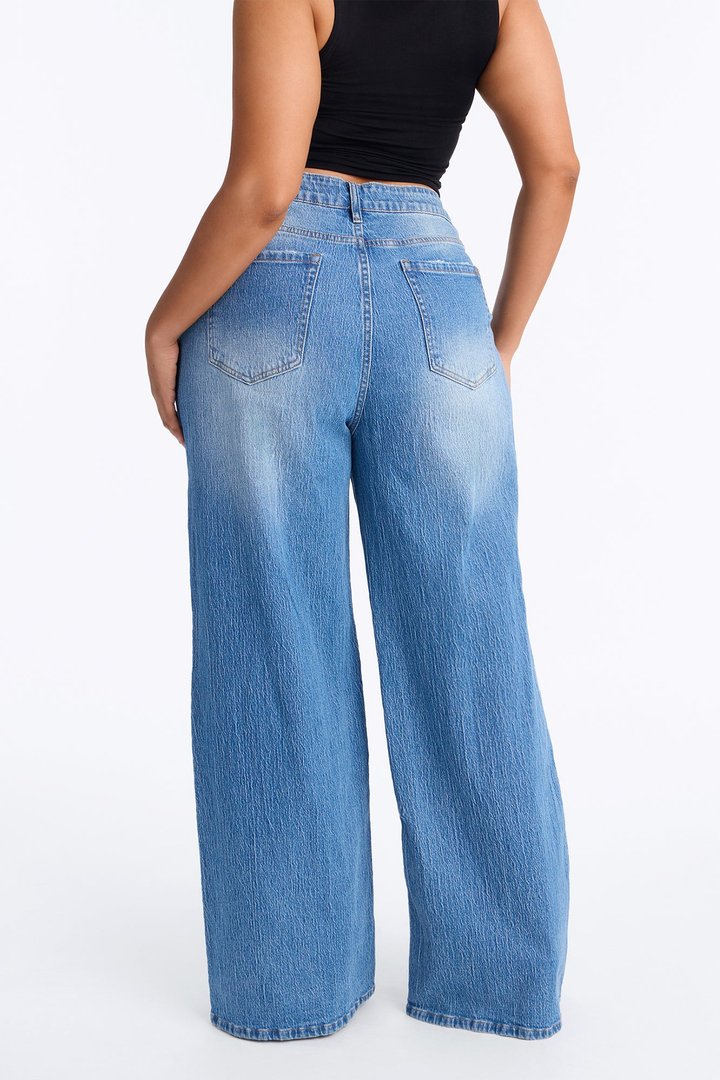 Next Chapter Baggy Wide Leg Jeans - Medium Wash