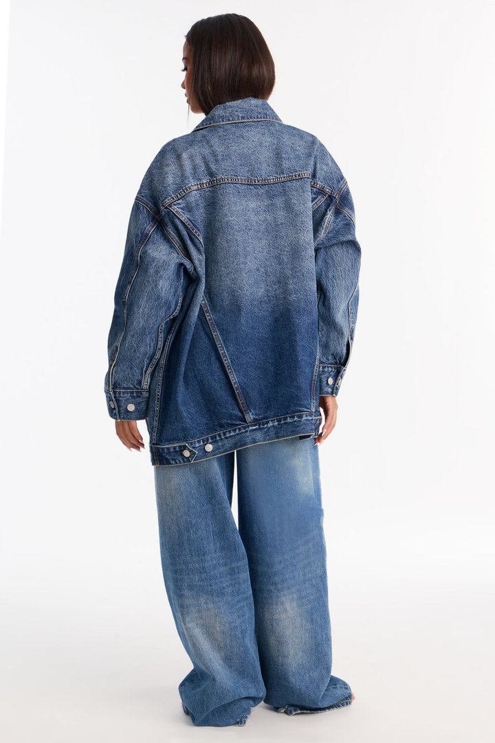 Take Over Premium Boyfriend Fit Denim Trucker Jacket - Medium Wash