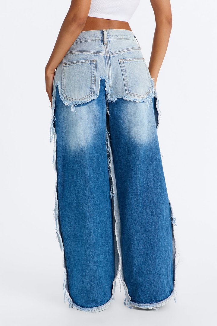 In Concert Reconstructed Wide Leg Jeans - Dark Wash