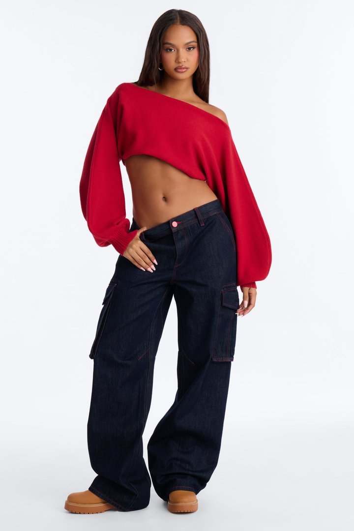 Code Red Cargo Wide Leg Jeans - Dark Denim