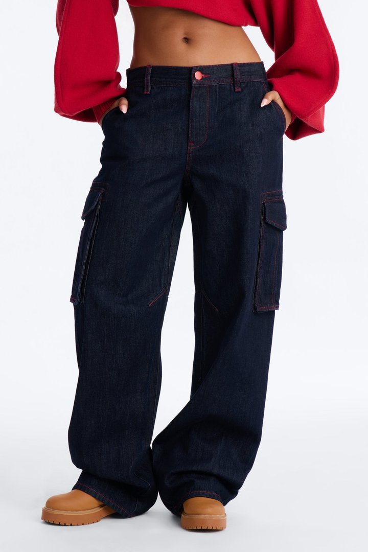 Code Red Cargo Wide Leg Jeans - Dark Denim