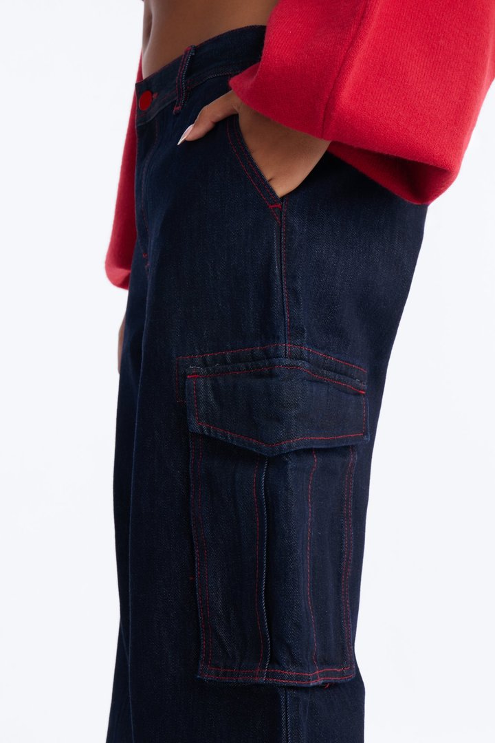 Code Red Cargo Wide Leg Jeans - Dark Denim