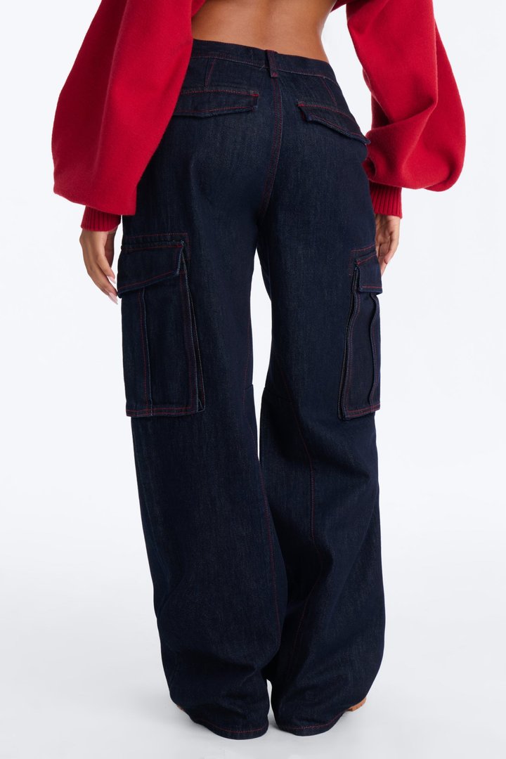 Code Red Cargo Wide Leg Jeans - Dark Denim
