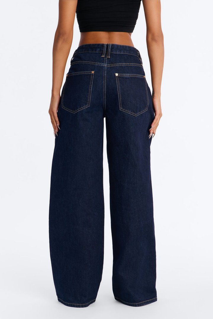 Lockstep Hardware Wide Leg Jeans - Rinse Blue Wash