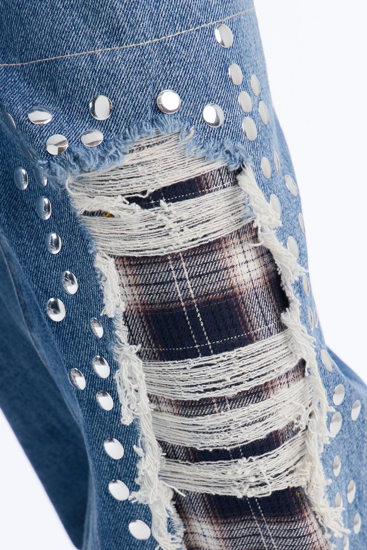 Broadway Rip & Repair Embellished Jeans - Dark Wash