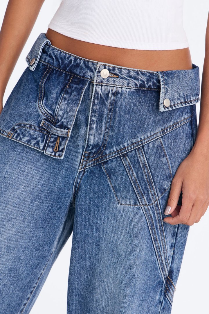 Special Agent Reconstructed Skirt Straight Leg Jeans - Dark Wash