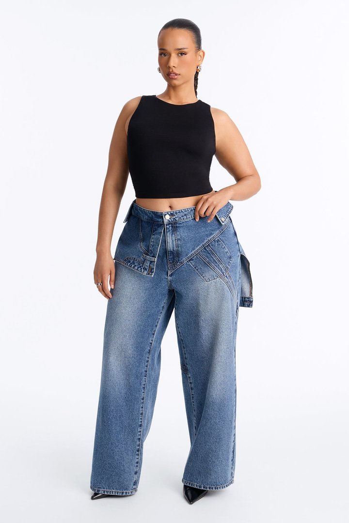 Special Agent Reconstructed Skirt Straight Leg Jeans - Dark Wash