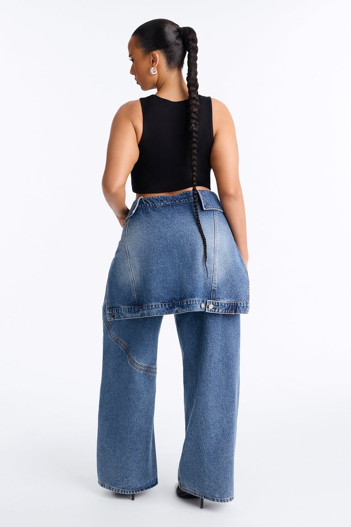 Special Agent Reconstructed Skirt Straight Leg Jeans - Dark Wash