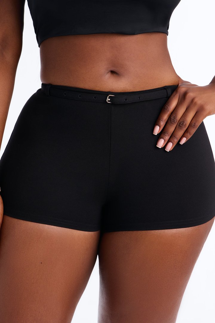 Rory Low Rise Ponte Belted Hot Short - Black