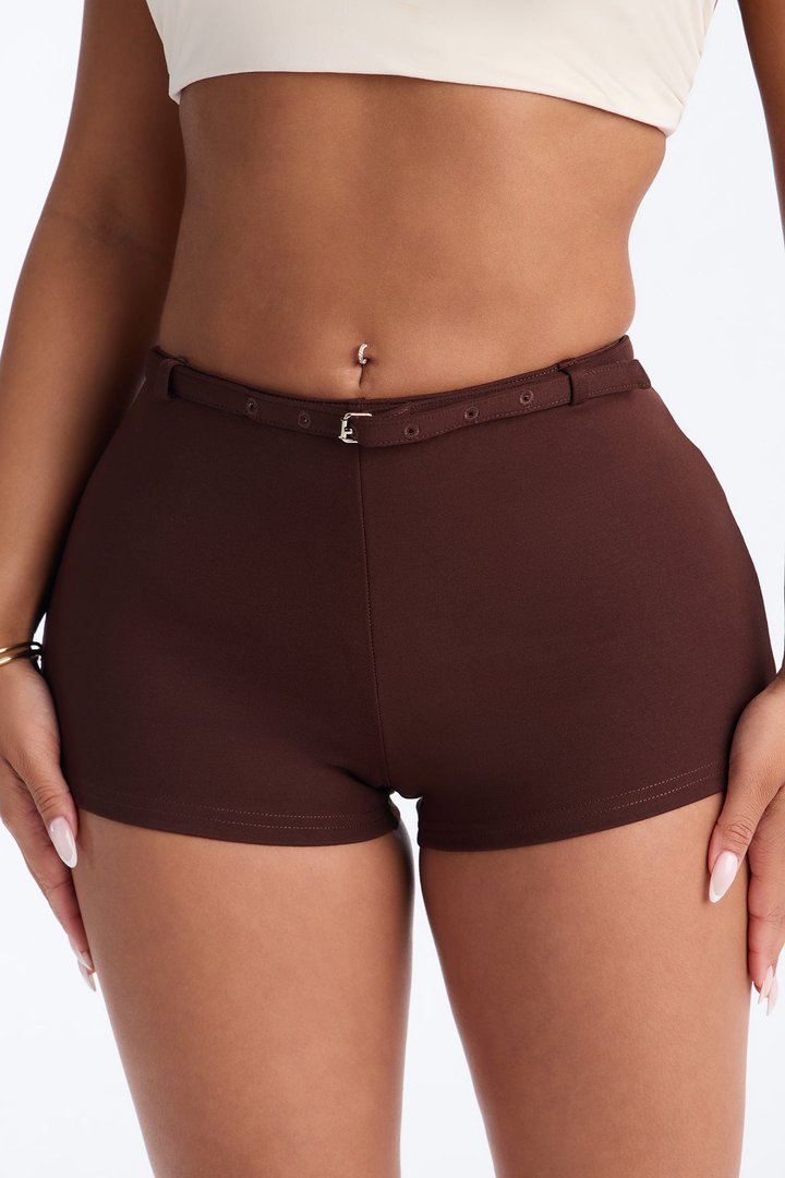 Rory Low Rise Ponte Belted Hot Short - Brown