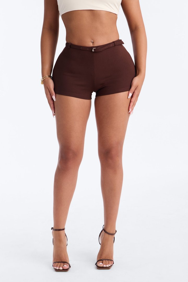 Rory Low Rise Ponte Belted Hot Short - Brown