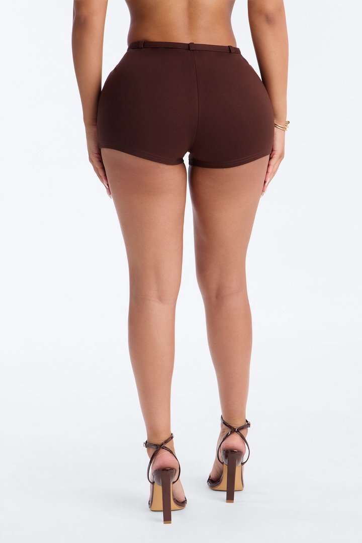 Rory Low Rise Ponte Belted Hot Short - Brown