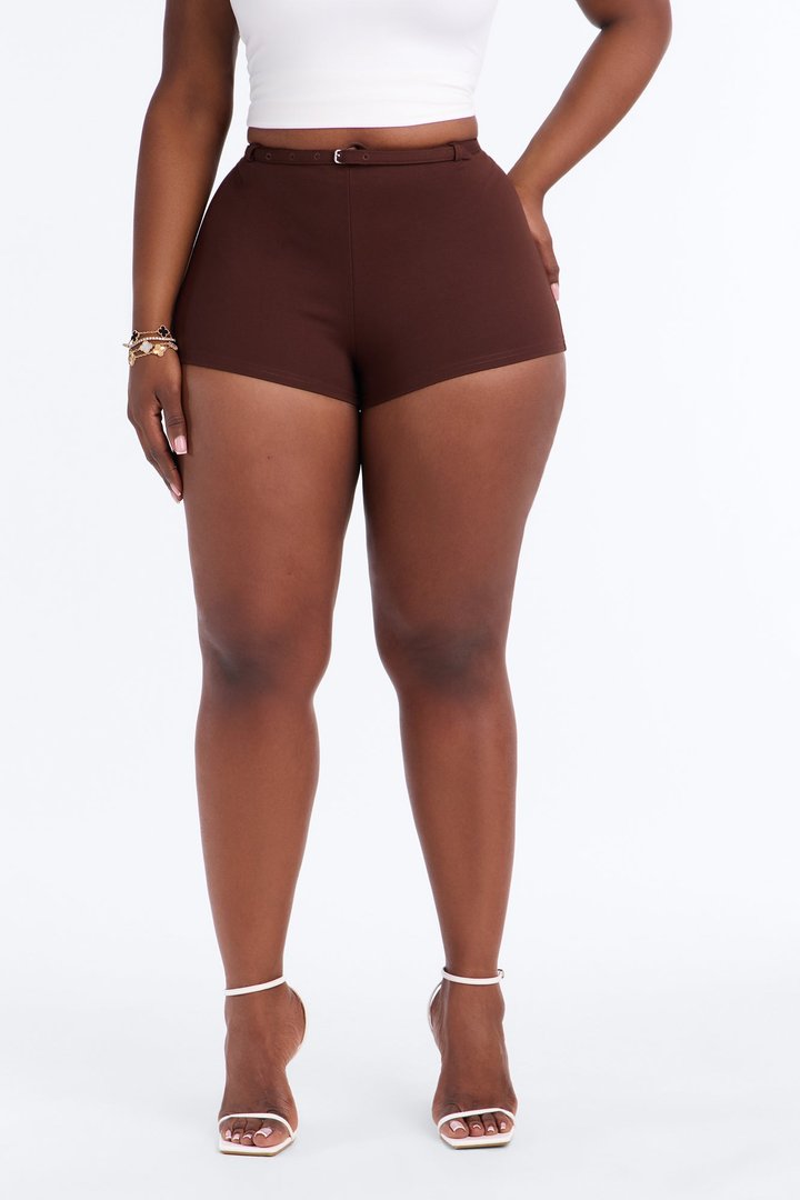 Rory Low Rise Ponte Belted Hot Short - Brown
