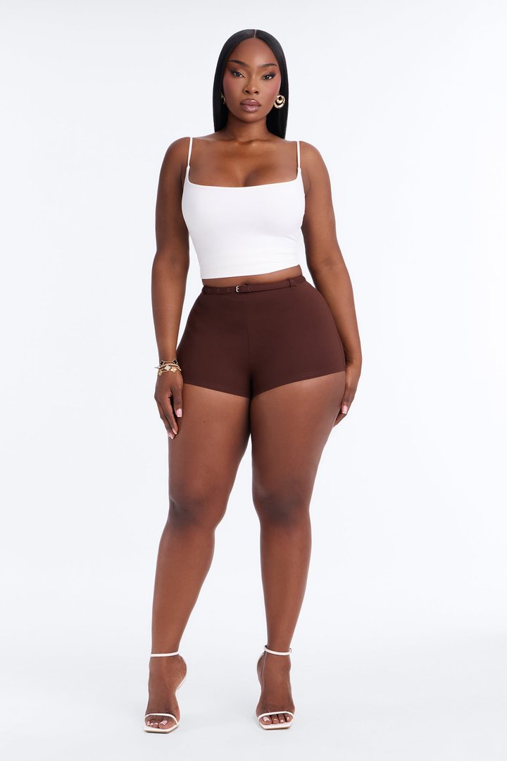 Rory Low Rise Ponte Belted Hot Short - Brown
