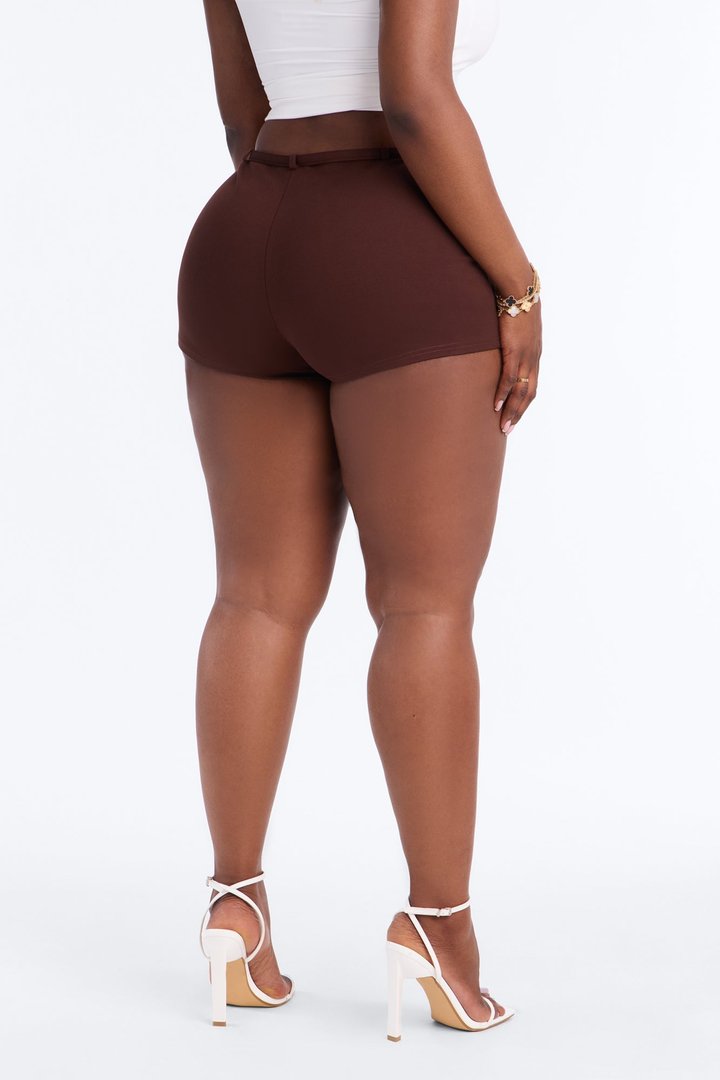 Rory Low Rise Ponte Belted Hot Short - Brown