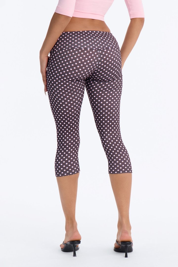 Sweet Spot Low Rise Foldover Capri Leggings - Brown Combo