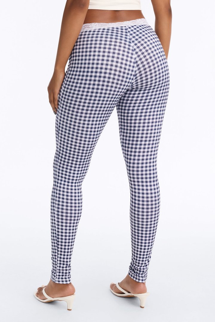 Piper Low Rise Lace Trim Printed Leggings - Navy/combo