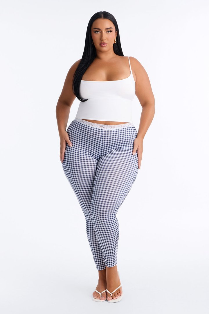 Piper Low Rise Lace Trim Printed Leggings - Navy/combo