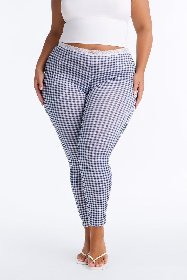 Piper Low Rise Lace Trim Printed Leggings - Navy/combo
