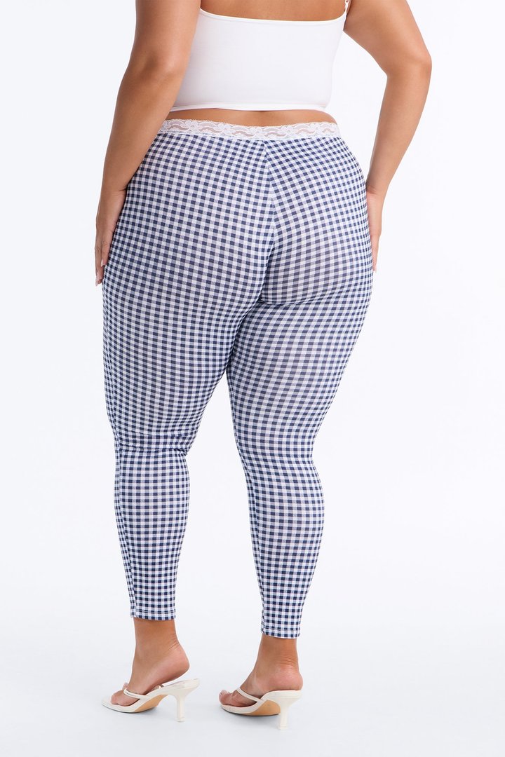 Piper Low Rise Lace Trim Printed Leggings - Navy/combo