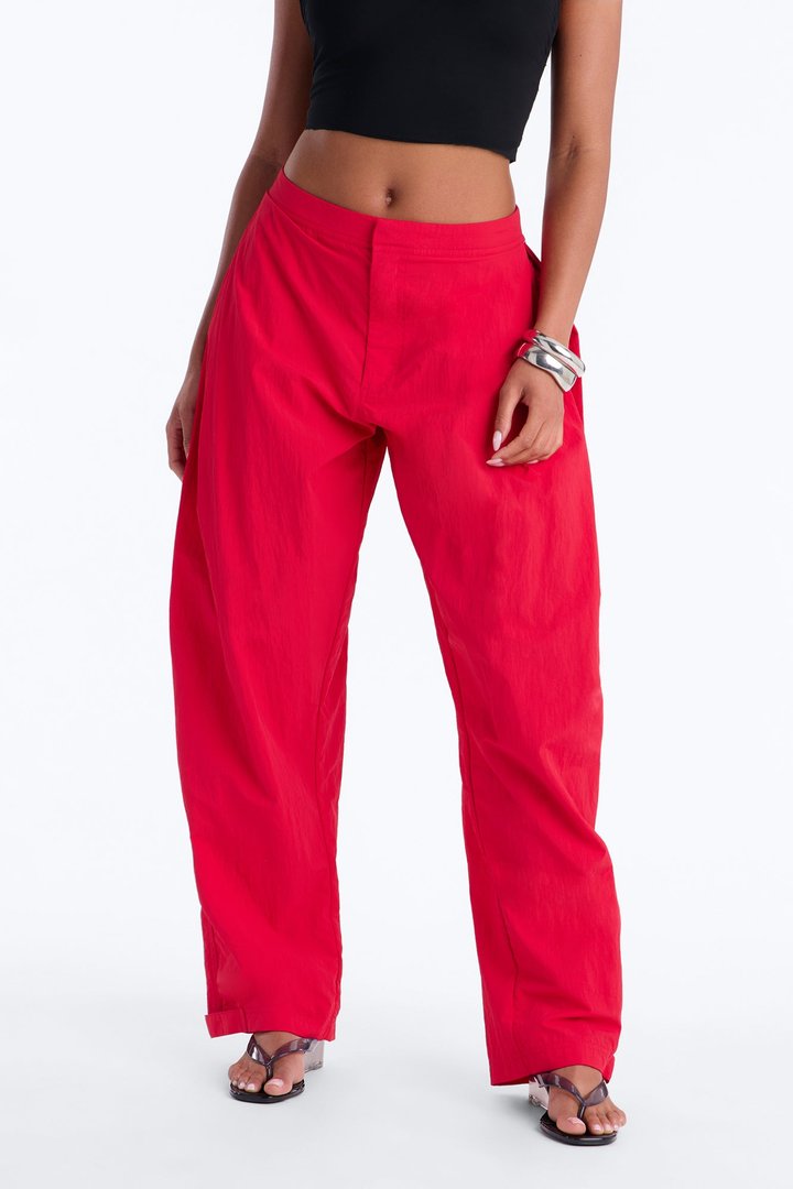 Nylon Windbreaker Pant - Red