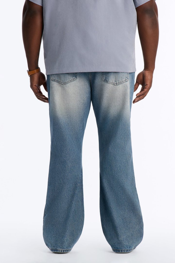 Straight Flare Distressed Jean - Light Blue Wash