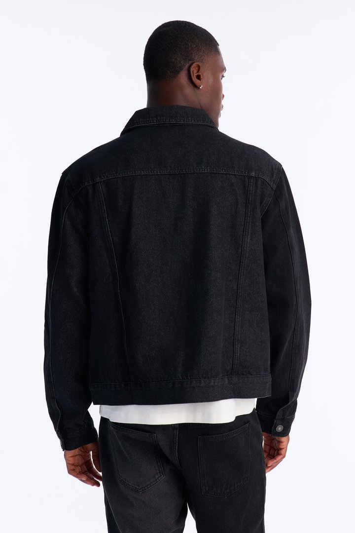 Shadow Shaded Denim Trucker Jacket - Black Wash