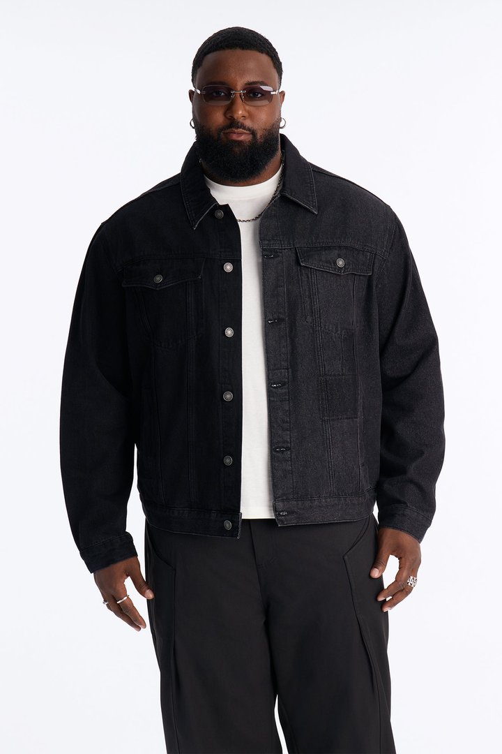 Shadow Shaded Denim Trucker Jacket - Black Wash