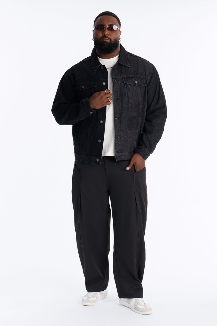 Shadow Shaded Denim Trucker Jacket - Black Wash