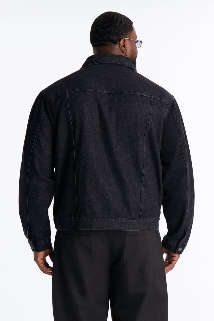Shadow Shaded Denim Trucker Jacket - Black Wash