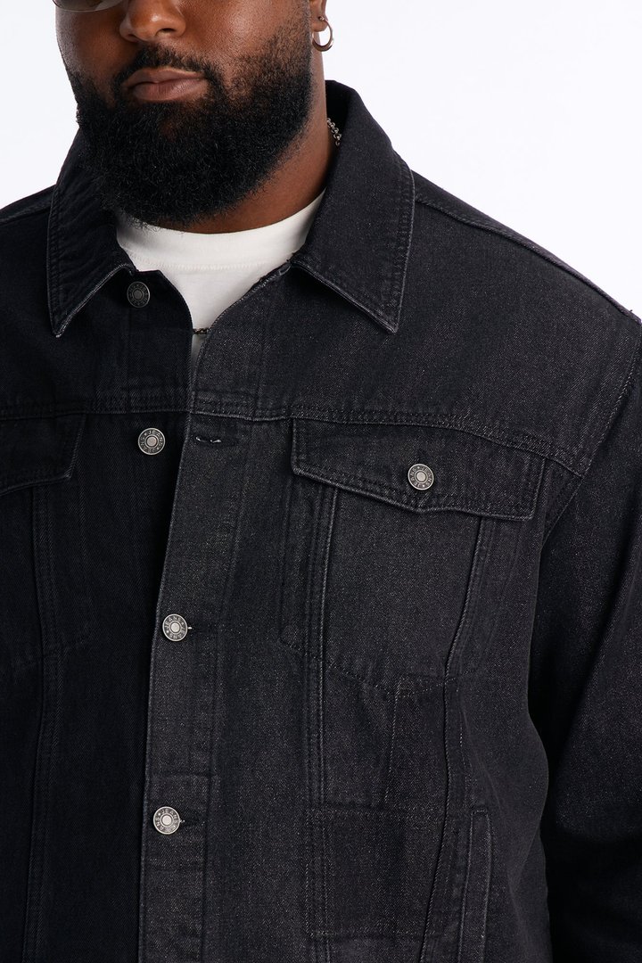 Shadow Shaded Denim Trucker Jacket - Black Wash