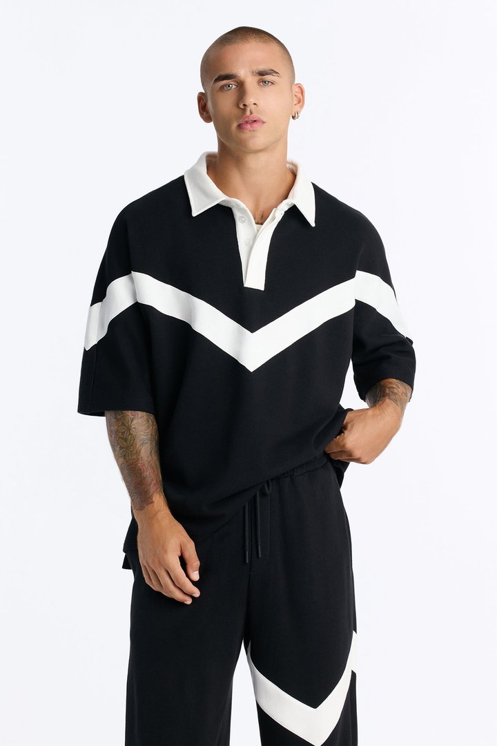 Soft Mode French Terry Relaxed Polo - Black/combo