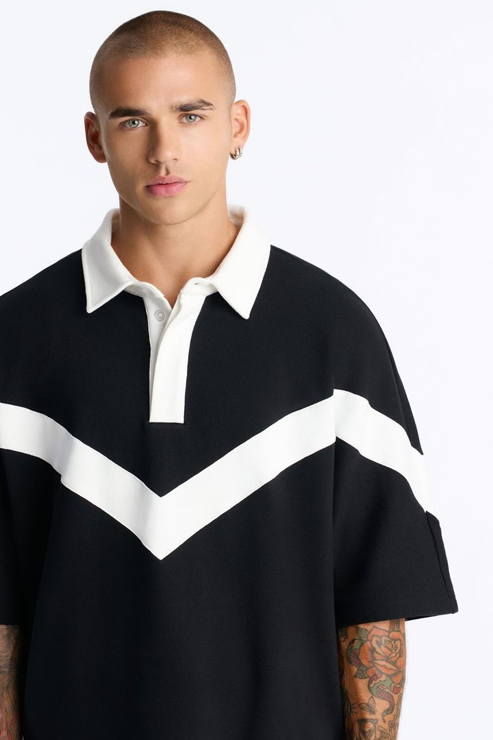 Soft Mode French Terry Relaxed Polo - Black/combo