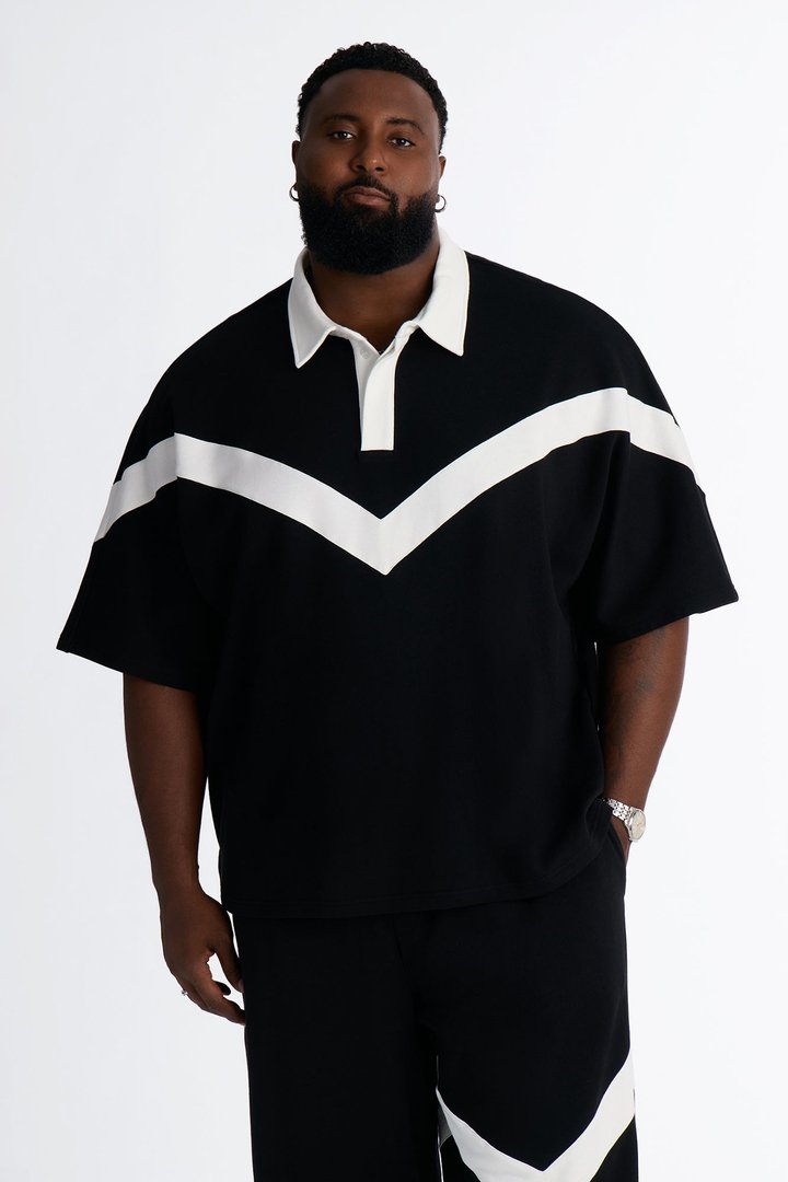 Soft Mode French Terry Relaxed Polo - Black/combo