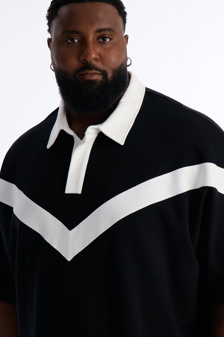 Soft Mode French Terry Relaxed Polo - Black/combo