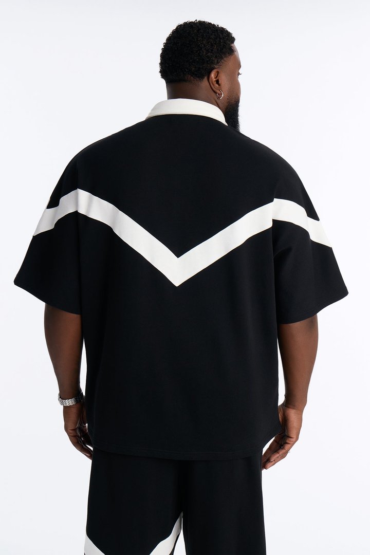 Soft Mode French Terry Relaxed Polo - Black/combo