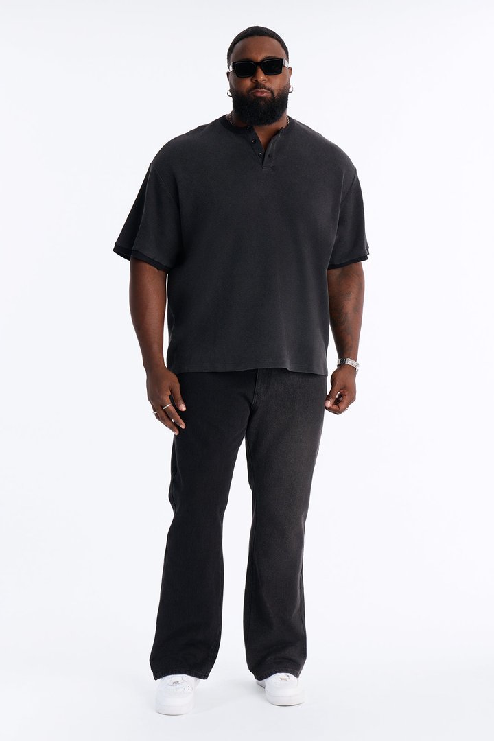 Straight Flare Shadow Shaded Jean - Black Wash