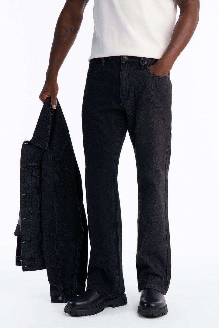 Straight Flare Shadow Shaded Jean - Black Wash