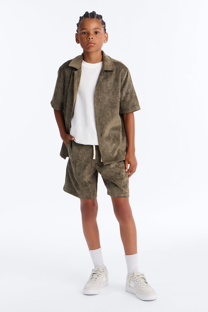 Mini Relaxed Field Of Paisley Short - Olive