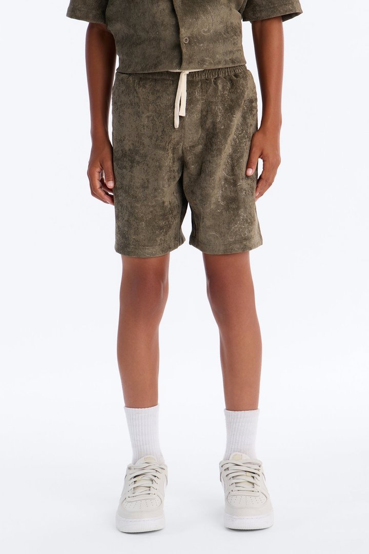 Mini Relaxed Field Of Paisley Short - Olive