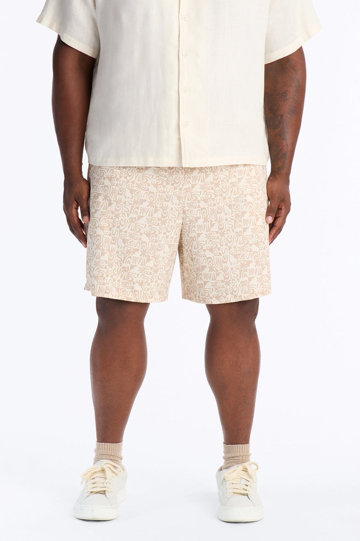 Capri Checkered Swim Trunk 7″ - Taupe
